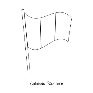 Coloring page of the flag of Italy waving on a pole