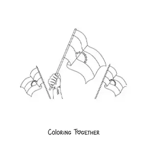 Coloring page of flags of Venezuela waving