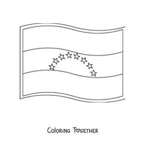 Coloring page of the flag of Venezuela waving