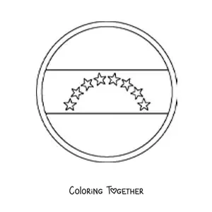 Coloring page of the round flag of Venezuela emoji