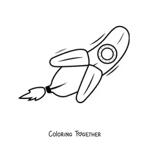 Coloring page of a banana-shaped rocket