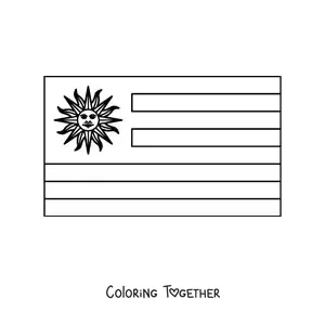 Coloring page of the horizontal flag of Uruguay