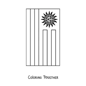 Coloring page of the vertical flag of Uruguay