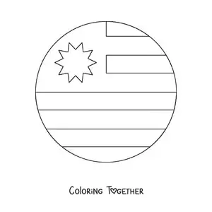 Coloring page of the round flag of Uruguay emoji