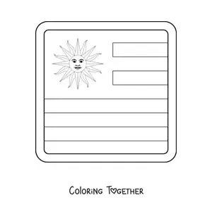 Coloring page of the square flag of Uruguay emoji