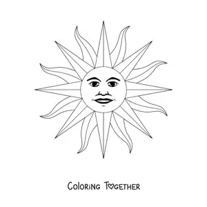Coloring page of the sun on the flag of Uruguay