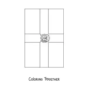 Coloring page of the vertical flag of the Dominican Republic