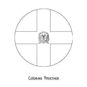 Coloring page of the round flag of the Dominican Republic emoji