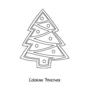 Coloring page of a Christmas tree-shaped cookie