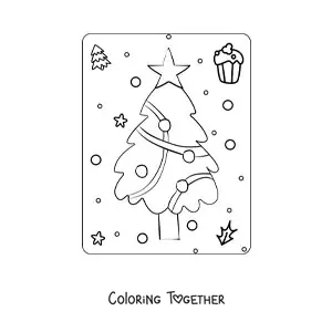 Coloring page of a little Christmas tree