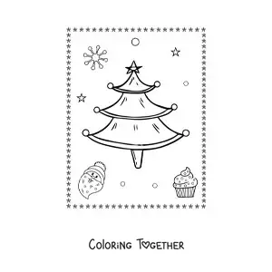 Coloring page of a little Christmas tree without ornaments