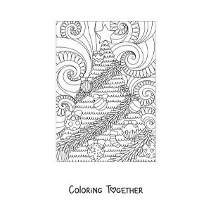 Coloring page of a zentangle style little Christmas tree