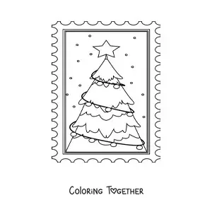 Coloring page of a simple little Christmas tree