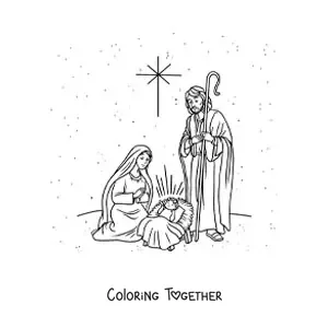 Coloring page of the nativity of Jesus