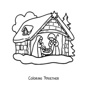 Coloring page of the manger where Jesus was born