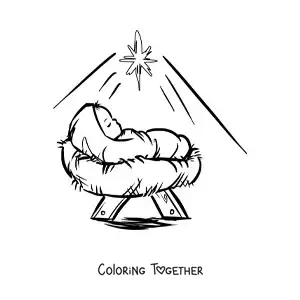 Coloring page of a large baby Jesus