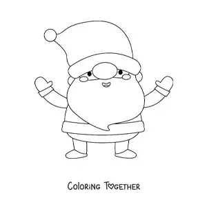 Coloring page of a kawaii Santa Claus