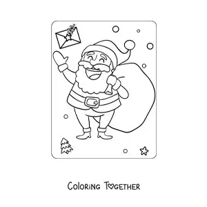 Coloring page of Saint Nicholas with gifts