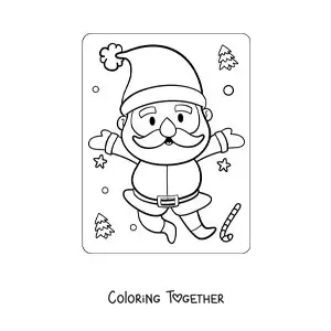 Coloring page of a smiling Saint Nicholas