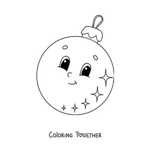 Coloring page of an animated Christmas ornament