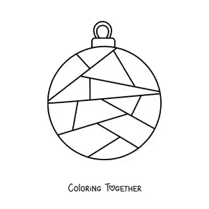 Coloring page of a Christmas bauble with geometric shapes
