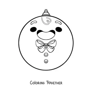 Coloring page of a kawaii gingerbread man-shaped Christmas bauble