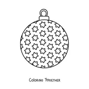 Coloring page of a Christmas bauble with stars