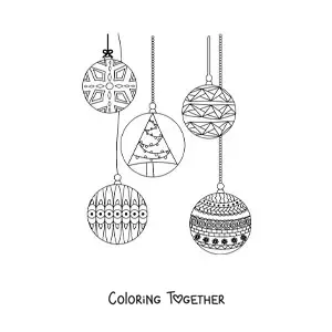 Coloring page of a Christmas bauble with a Christmas tree
