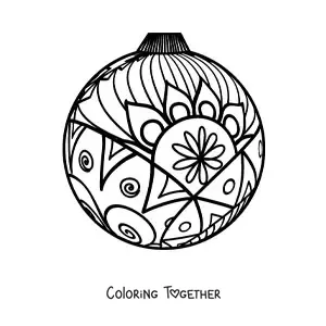 Coloring page of a Christmas bauble in zentangle style