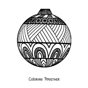 Coloring page of a Christmas ornament in zentangle style
