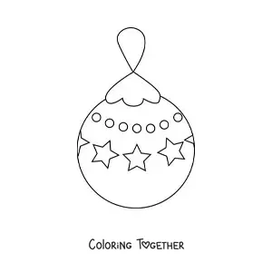 Coloring page of a Christmas ball with stars