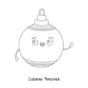 Coloring page of an animated Christmas ball