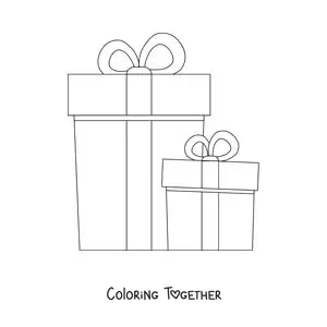 Coloring page of large Christmas presents