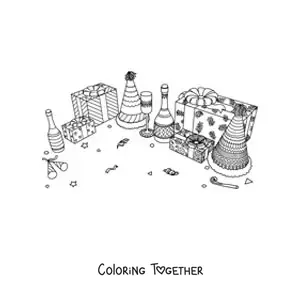 Coloring page of New Year presents