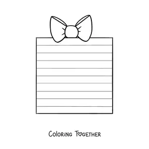 Coloring page of a large Christmas present with lines