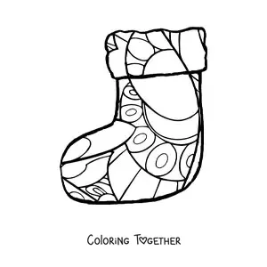 Coloring page of a mandala Christmas stocking