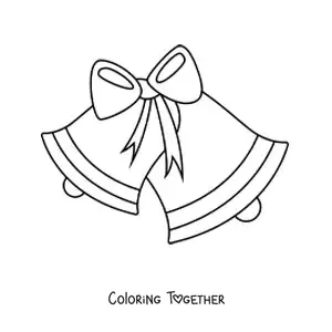 Coloring page of Christmas bells with a bow