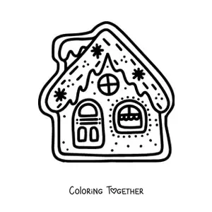 Coloring page of a gingerbread house cookie