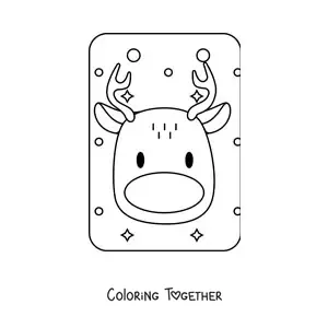 Coloring page of the face of a Christmas reindeer