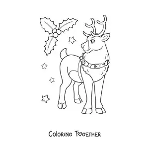 Coloring page of Santa's reindeer