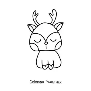 Coloring page of a kawaii reindeer