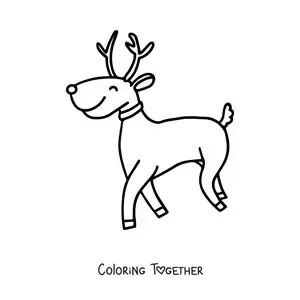Coloring page of a reindeer walking