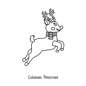 Coloring page of Rudolph flying