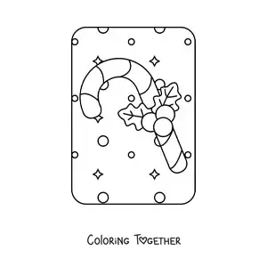 Coloring page of a candy cane with an ornament