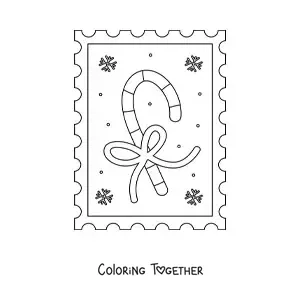 Coloring page of a Christmas candy cane