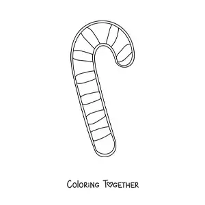 Coloring page of a big simple candy cane