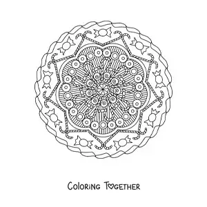 Coloring page of a candy cane mandala