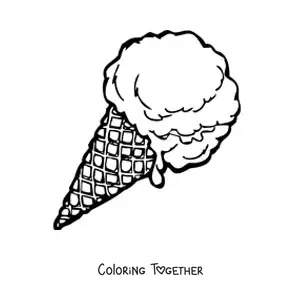 Coloring page of a single scoop ice cream cone