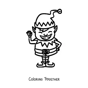 Coloring page of a boy helper of Santa