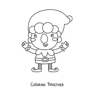 Coloring page of an animated Christmas elf